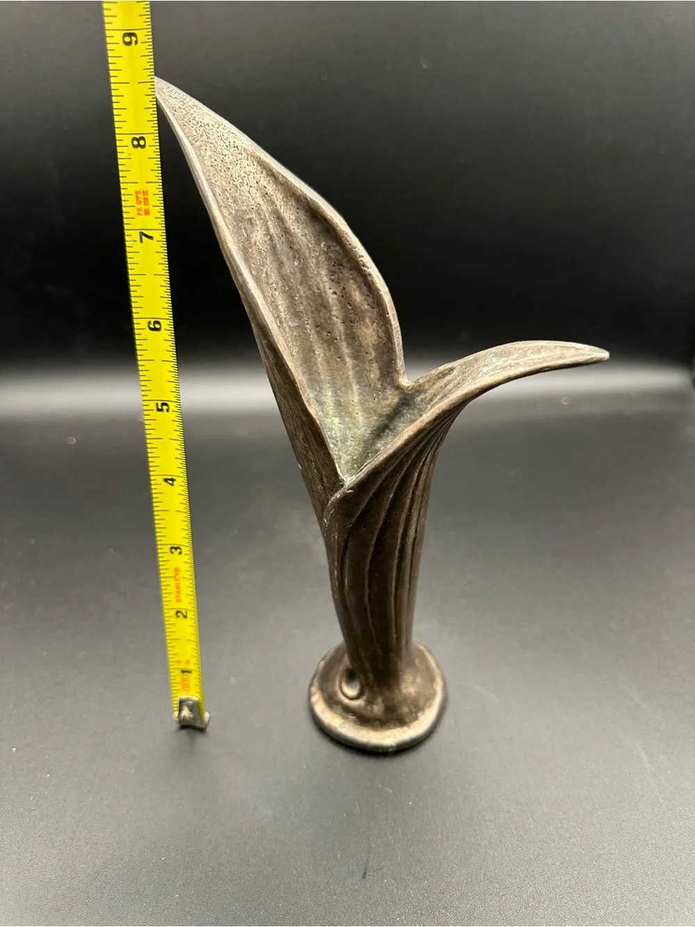 Bronze Calla Lily Sculptural Bud Vase – MCM Dark Patina, 8.5